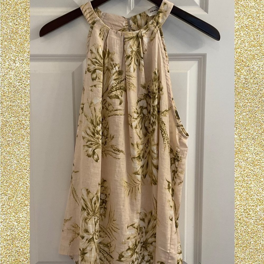 Panama Jack Cream Floral Halter Tank Top